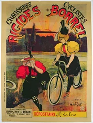 Plakat zur Werbung für Borrel-Schuhe für Fahrräder, ca. 1900